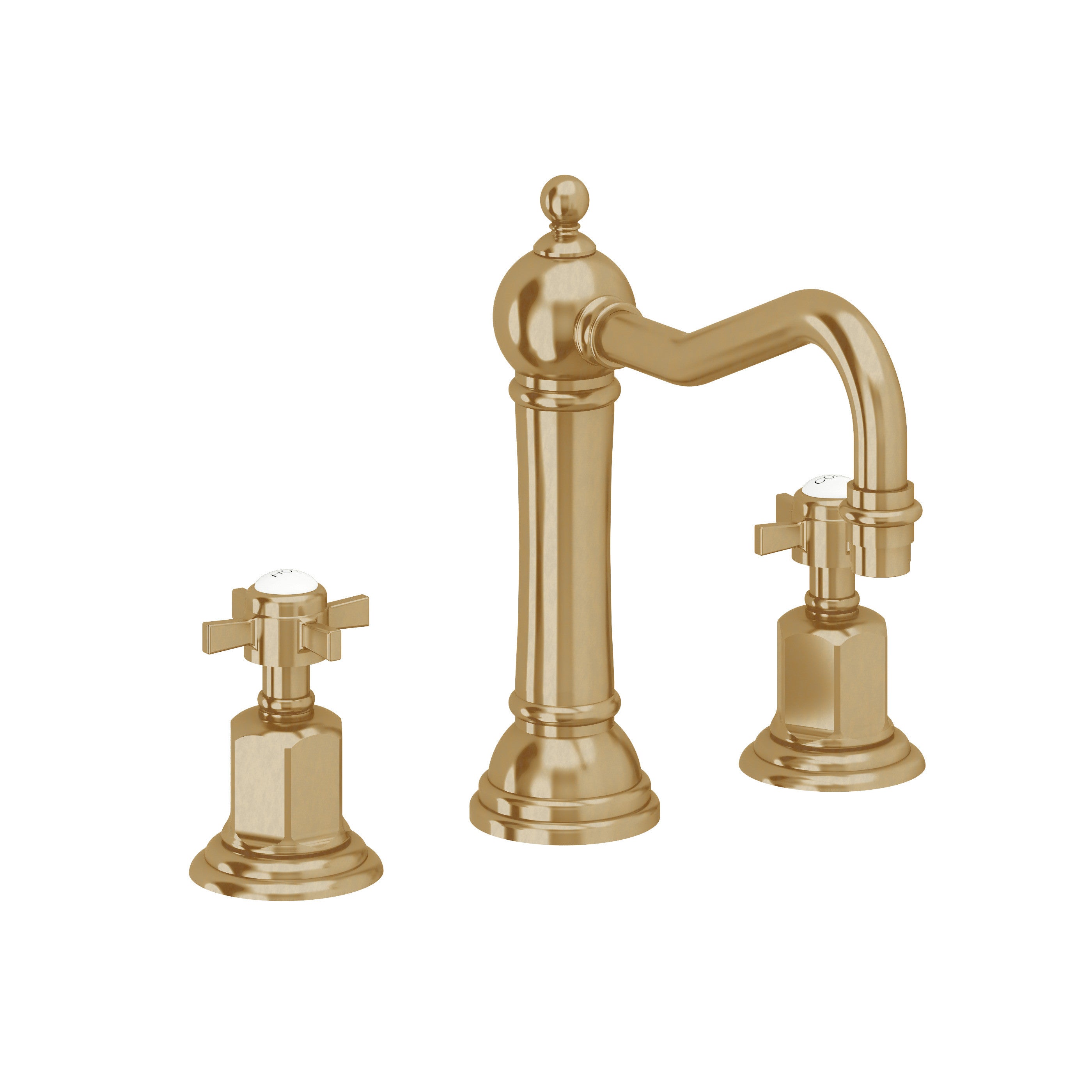 California Faucets Montecito 8" Llave de Lavabo de 3 Orificios para Cubierta, con Dos Manerales - Latón Bruñido