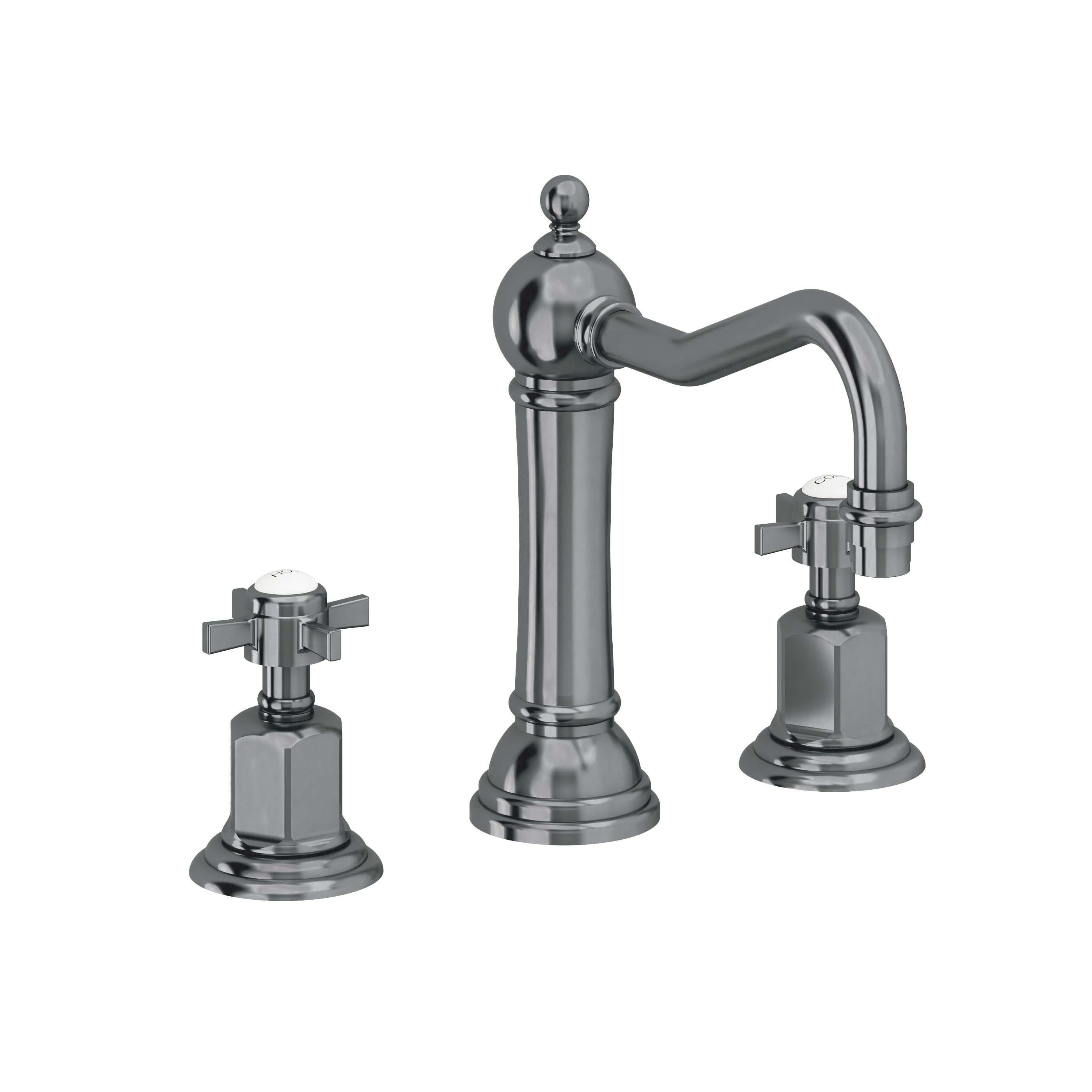 California Faucets Montecito 8" Llave de Lavabo de 3 Orificios para Cubierta, con Dos Manerales - Níquel Negro