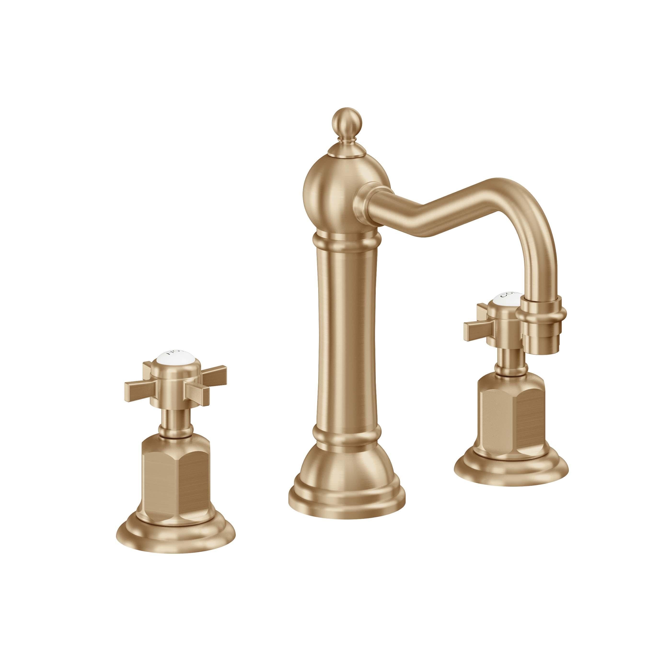 California Faucets Montecito 8" Llave de Lavabo de 3 Orificios para Cubierta, con Dos Manerales - Bronce Satinado