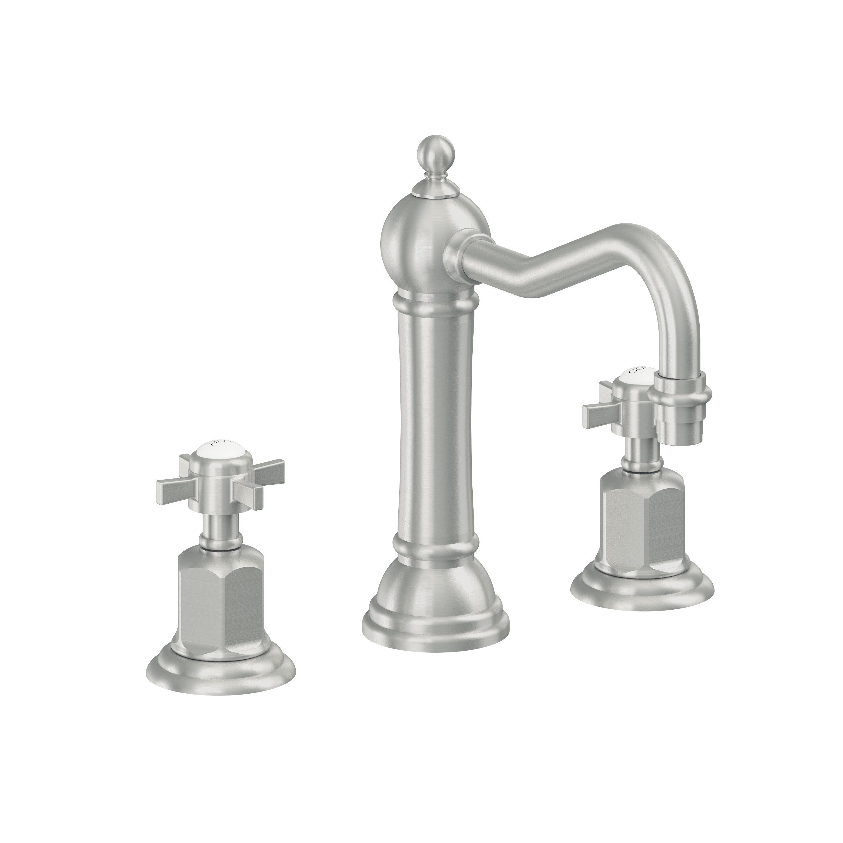 California Faucets Montecito 8" Llave de Lavabo de 3 Orificios para Cubierta, con Dos Manerales - Cromo Satinado
