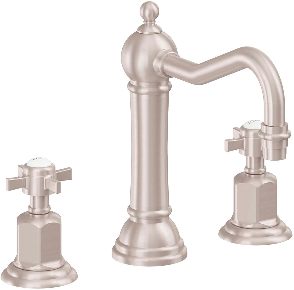 California Faucets Montecito 8" Llave de Lavabo de 3 Orificios para Cubierta, con Dos Manerales - Níquel Satinado