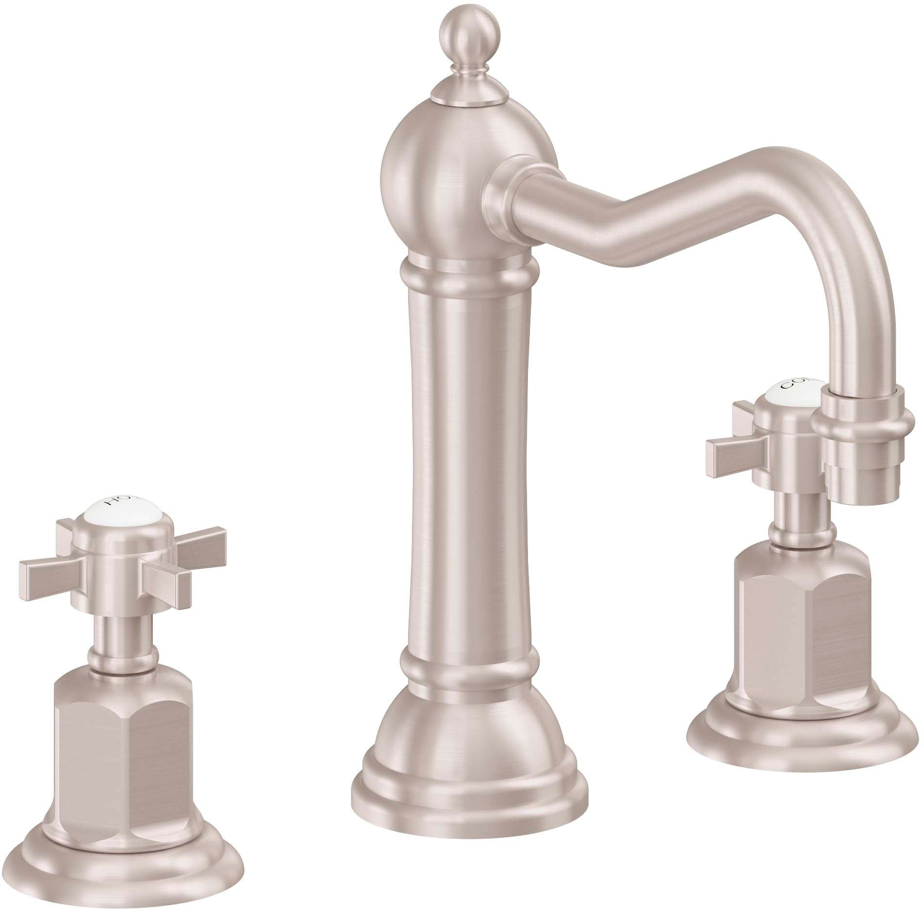 California Faucets Montecito 8" Llave de Lavabo de 3 Orificios para Cubierta, con Dos Manerales - Níquel Satinado