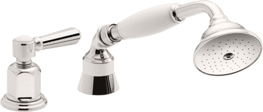 California Faucets Montecito Regadera de Mano y Desviador Completo para Tina Romana - Manija Art Deco - Cromo Pulido