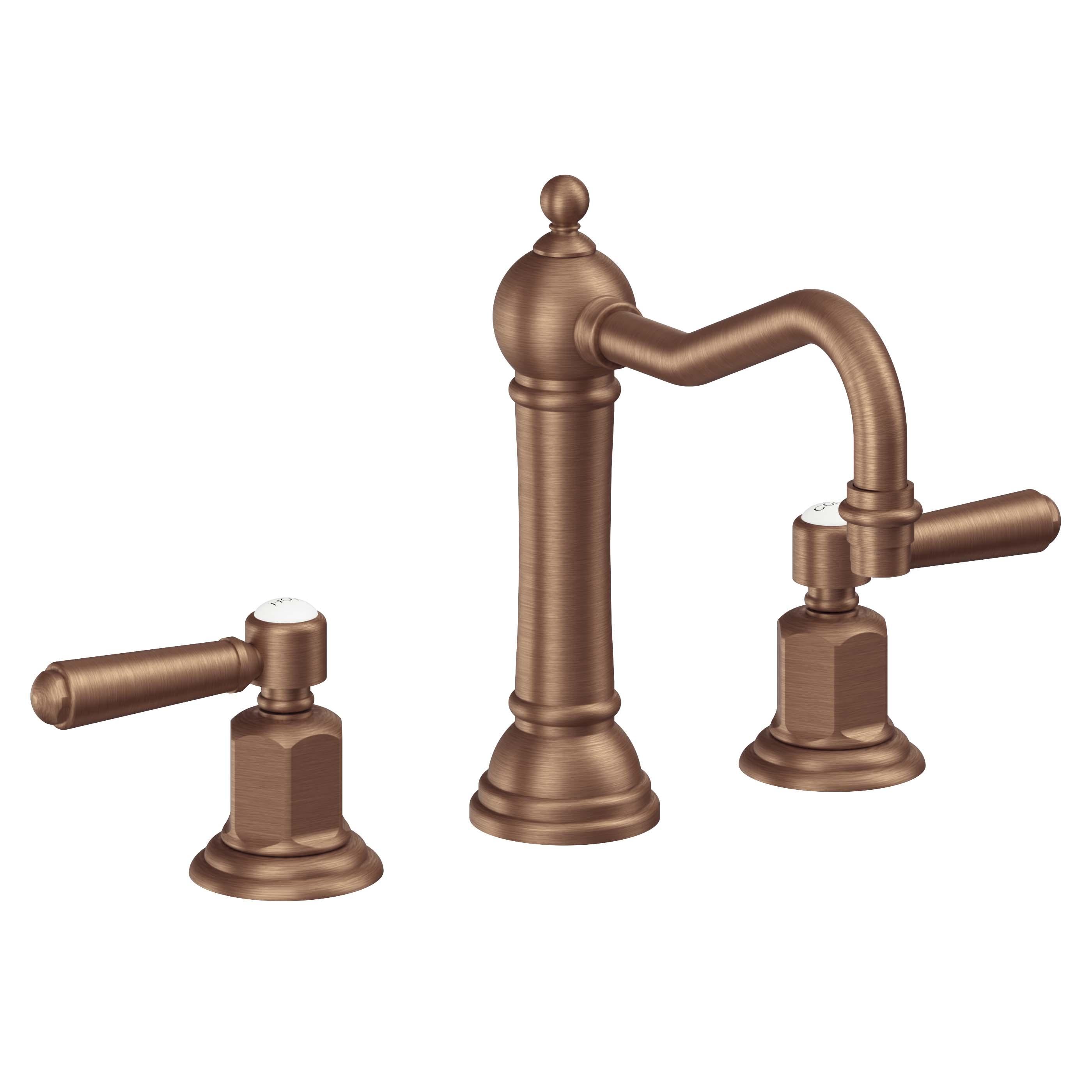 California Faucets Montecito 8" Llave de Lavabo de 3 Orificios para Cubierta, con Dos Manerales - Cobre Antiguo Mate