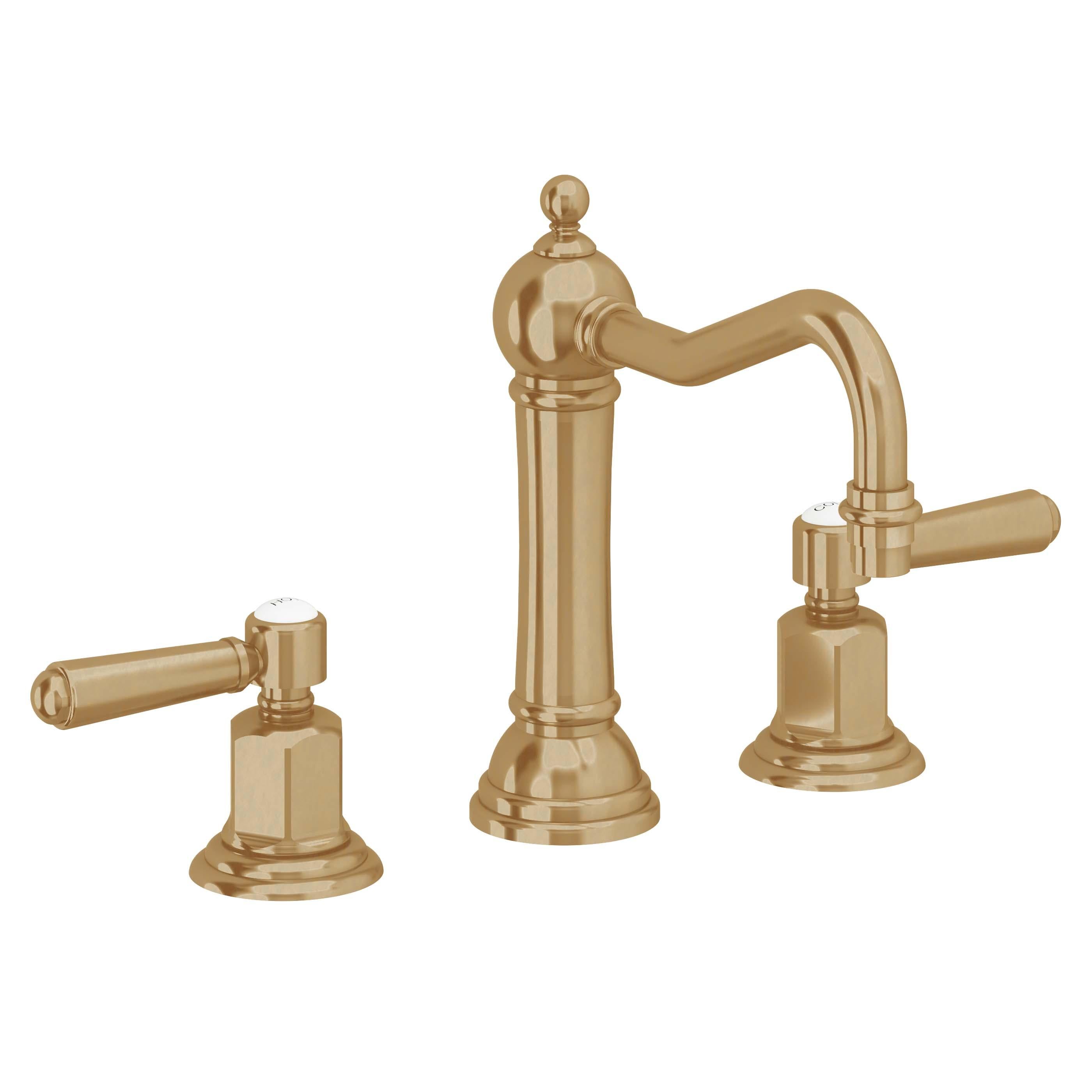 California Faucets Montecito 8" Llave de Lavabo de 3 Orificios para Cubierta, con Dos Manerales - Latón Bruñido