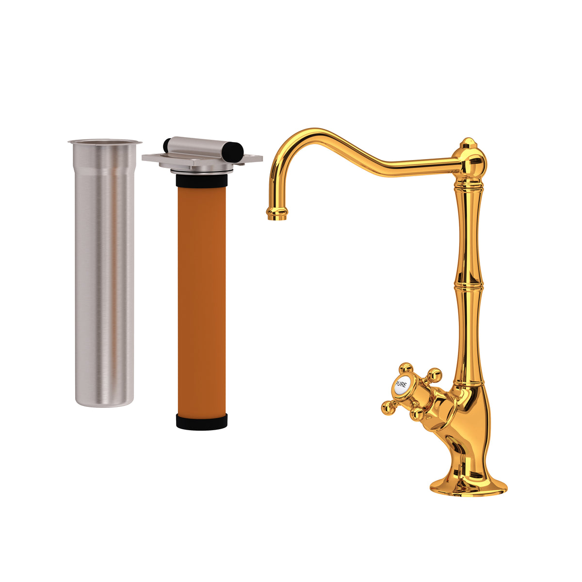 Rohl Acqui Kit de Mezcladora Filtradora de Cocina - Manija de Cruz - Latón Italiano