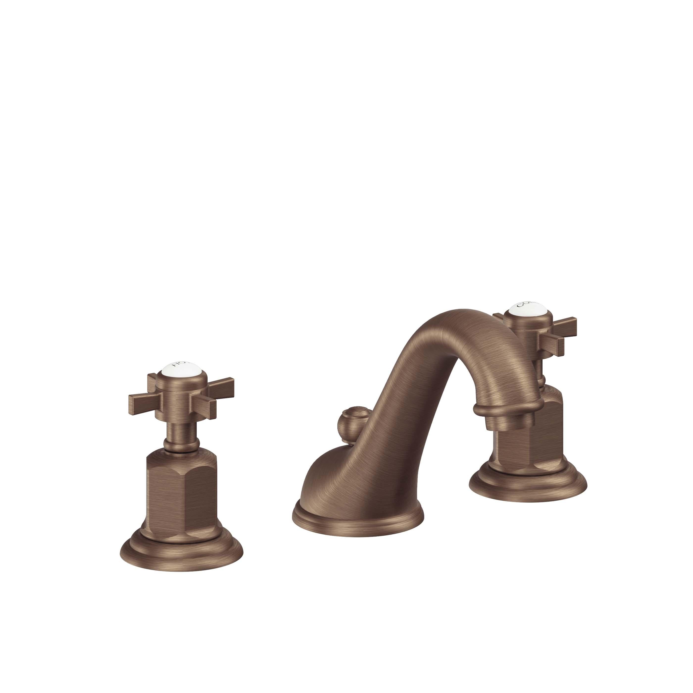 California Faucets Cardiff 8" Llave de Lavabo de 3 Orificios para Cubierta, con Dos Manerales - Cobre Antiguo Mate