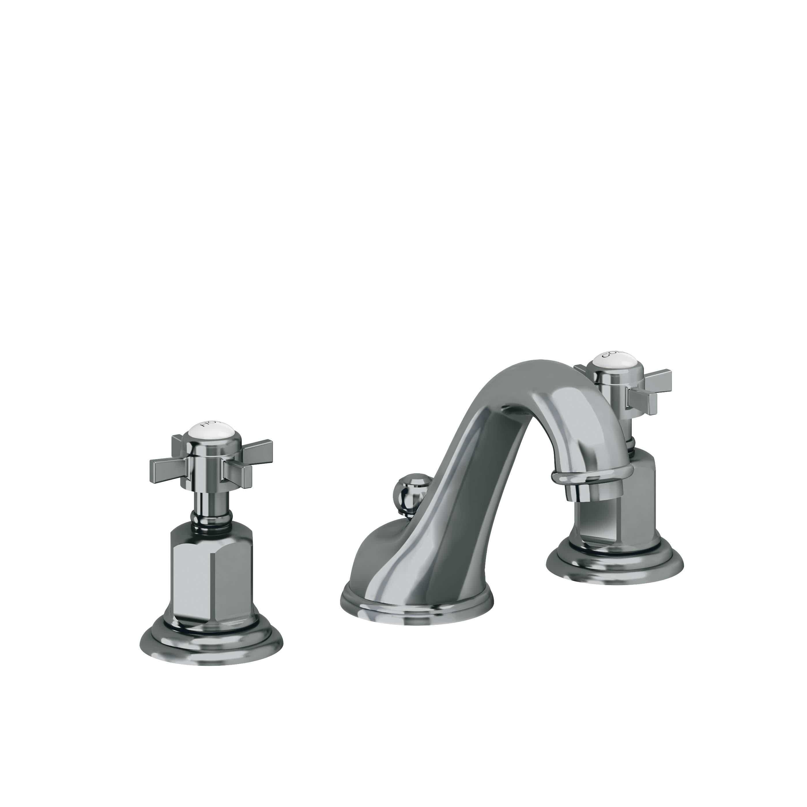 California Faucets Cardiff 8" Llave de Lavabo de 3 Orificios para Cubierta, con Dos Manerales - Níquel Negro