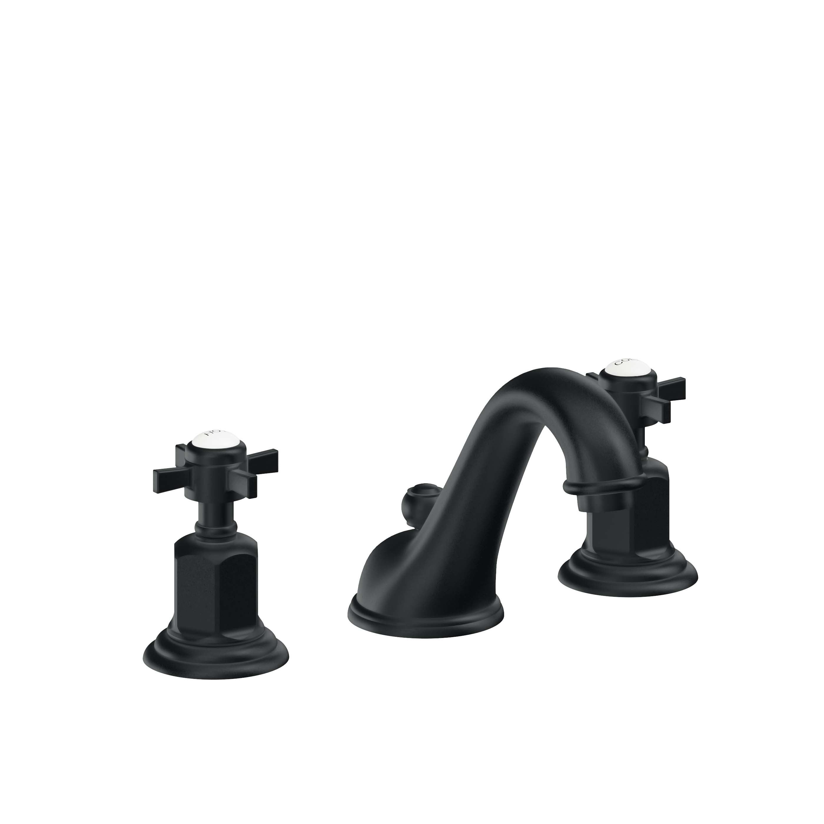 California Faucets Cardiff 8" Llave de Lavabo de 3 Orificios para Cubierta, con Dos Manerales - Carbón