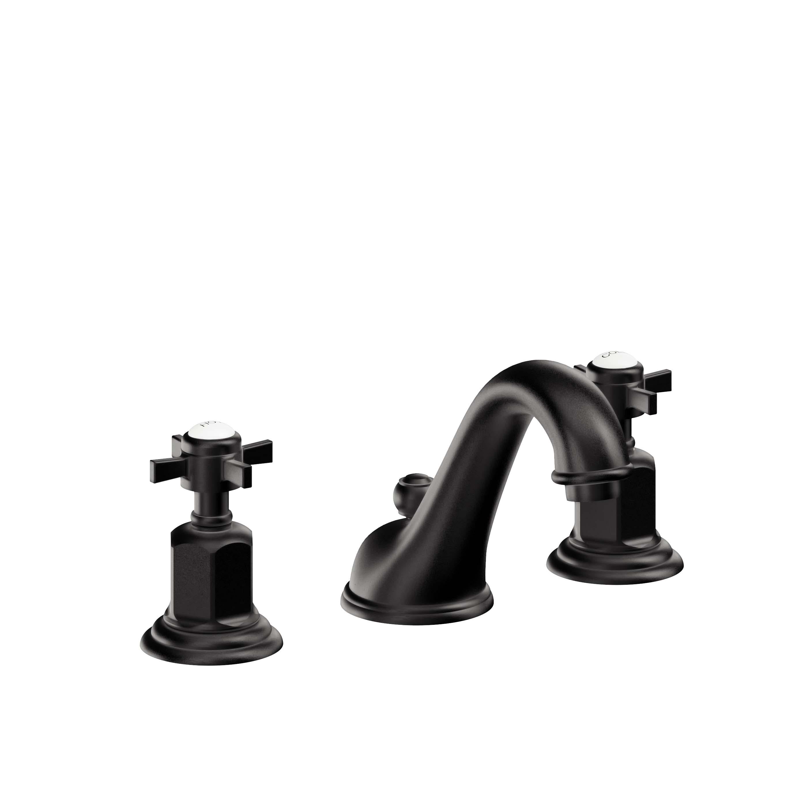 California Faucets Cardiff 8" Llave de Lavabo de 3 Orificios para Cubierta, con Dos Manerales - Negro Mate