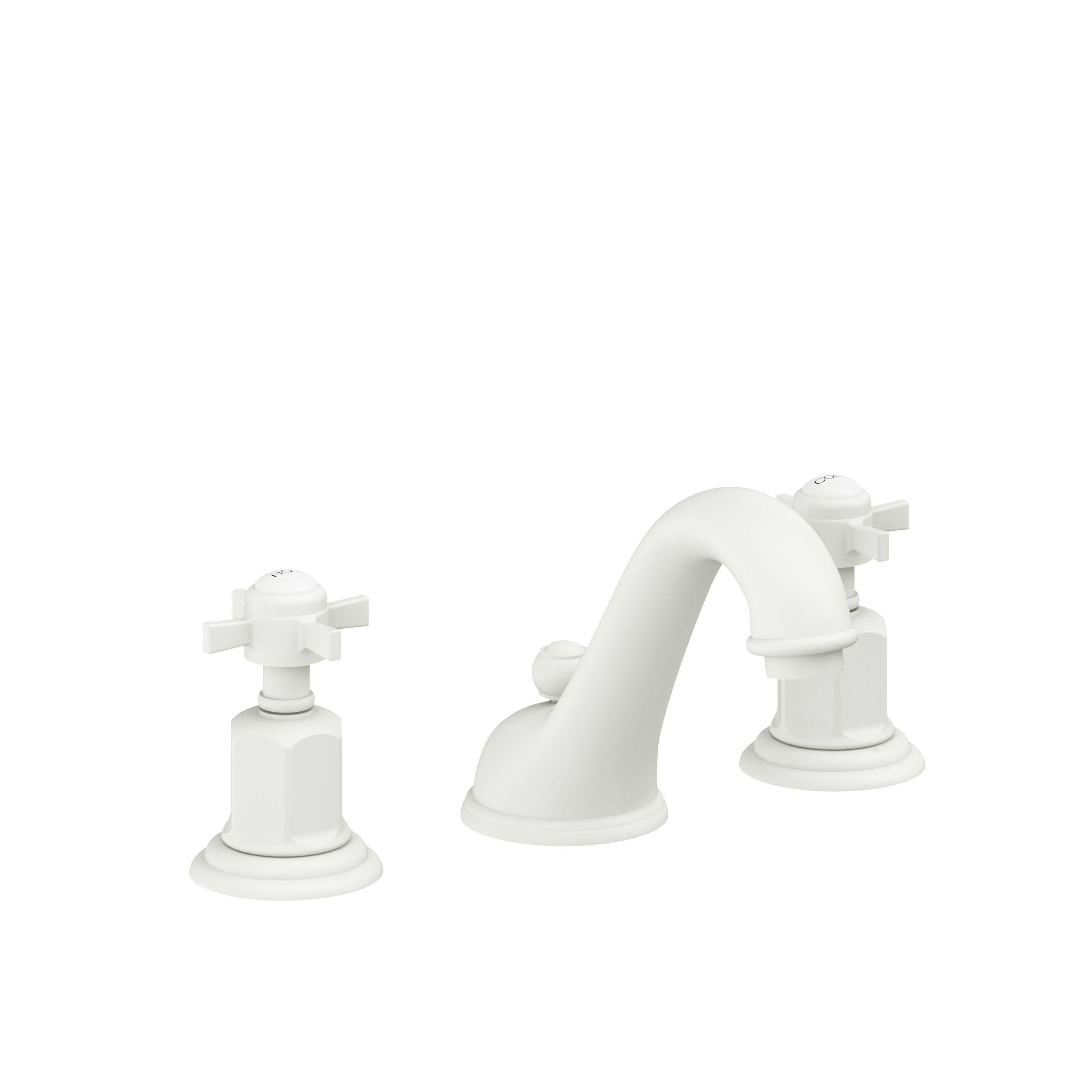 California Faucets Cardiff 8" Llave de Lavabo de 3 Orificios para Cubierta, con Dos Manerales - Blanco Mate