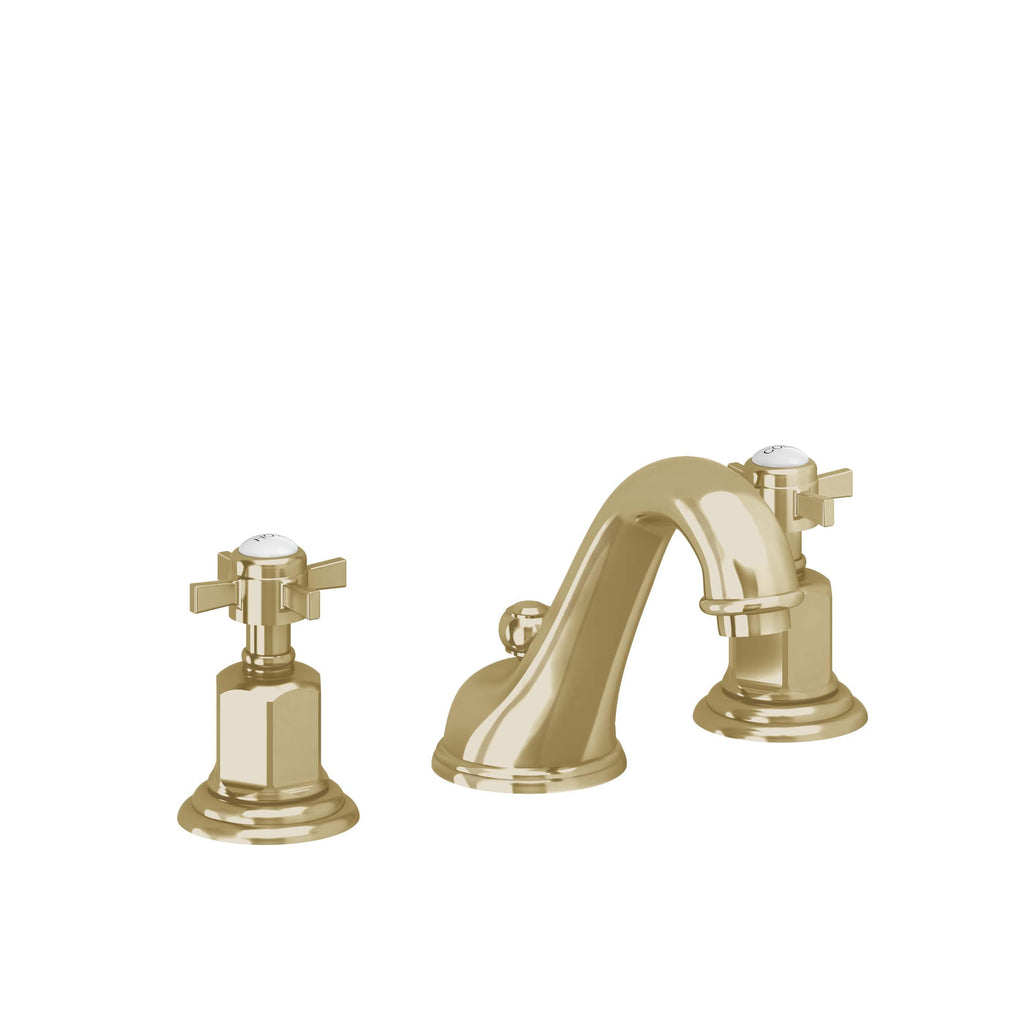 California Faucets Cardiff 8" Llave de Lavabo de 3 Orificios para Cubierta, con Dos Manerales - Latón Pulido