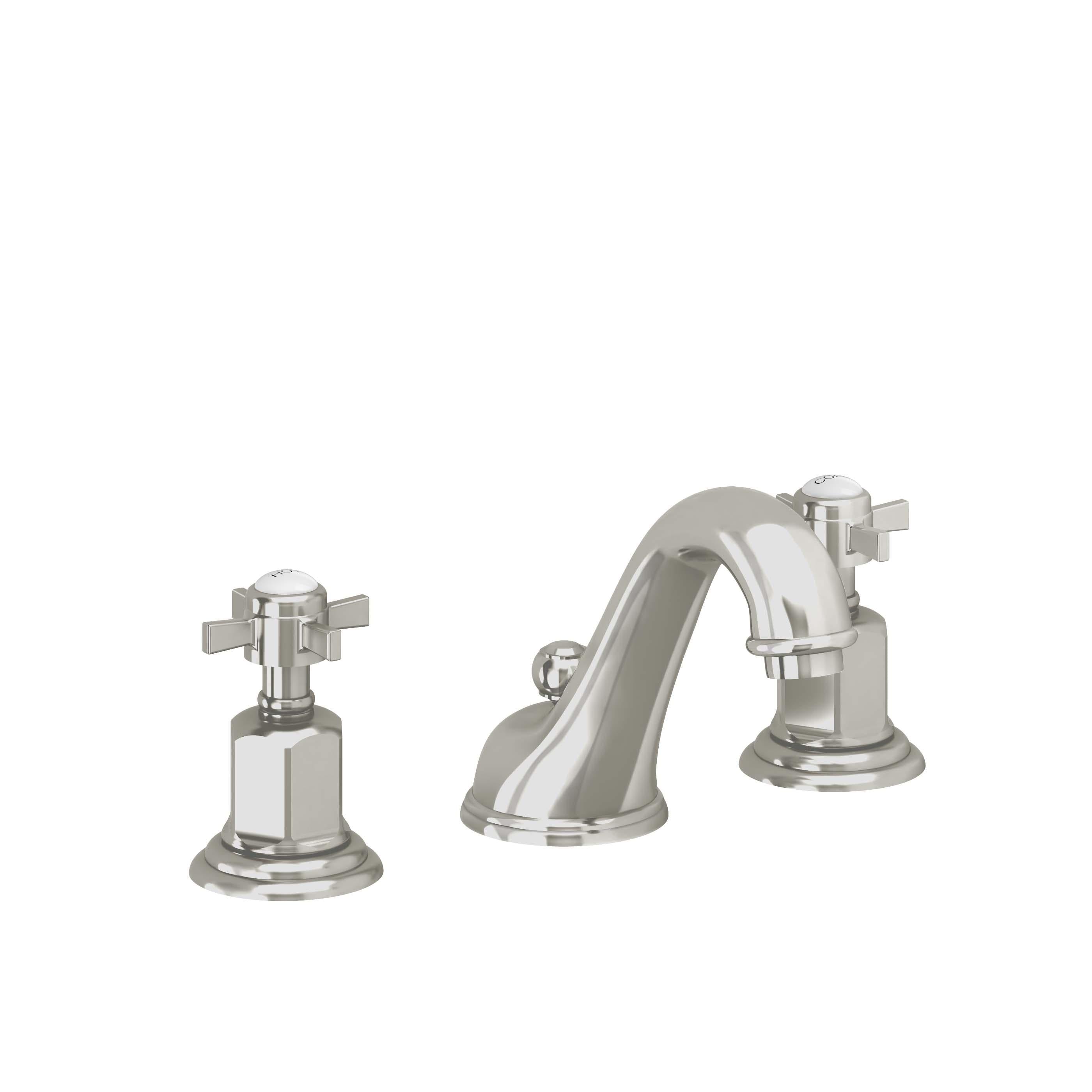 California Faucets Cardiff 8" Llave de Lavabo de 3 Orificios para Cubierta, con Dos Manerales - Níquel Pulido