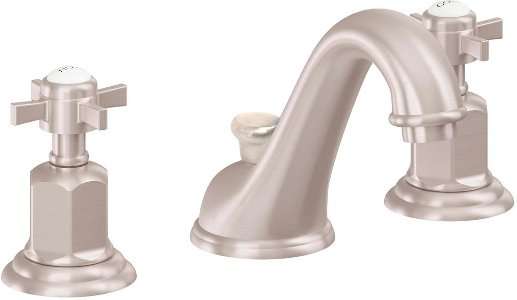 California Faucets Cardiff 8" Llave de Lavabo de 3 Orificios para Cubierta, con Dos Manerales - Níquel Satinado
