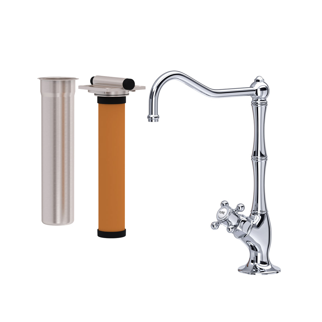 Rohl Acqui Kit de Mezcladora Filtradora de Cocina - Manija de Cruz - Cromo Pulido