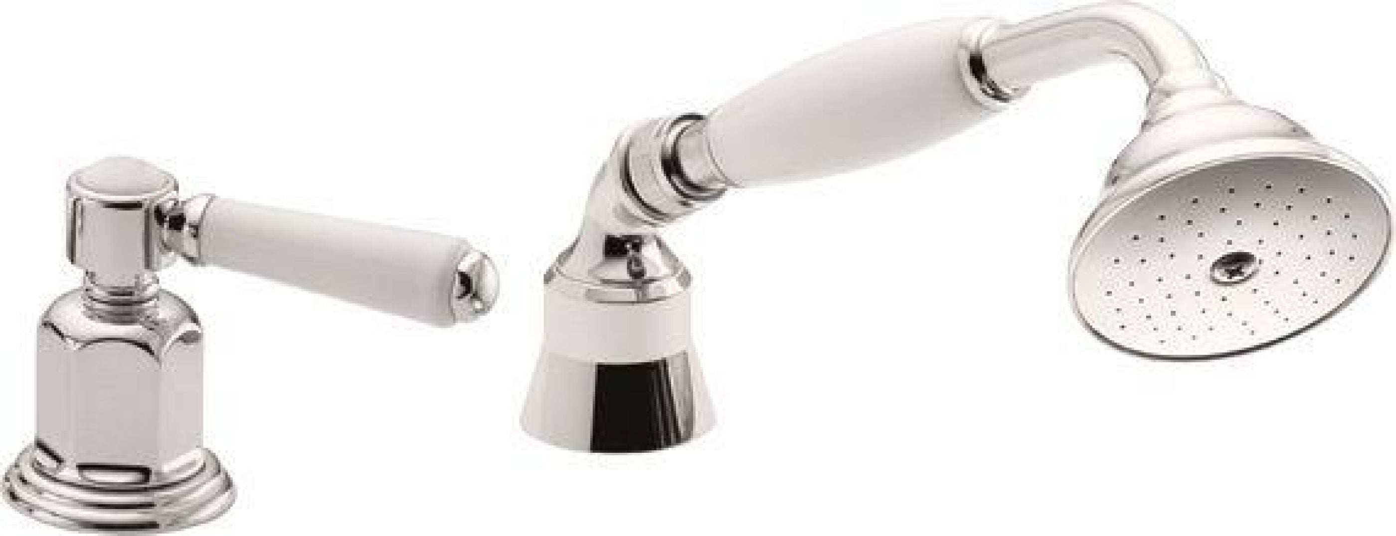 California Faucets Cardiff Regadera de Mano y Desviador Completo para Tina Romana - Palanca de Porcelana - Cromo Pulido