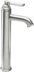 California Faucets Cardiff Llave de Lavabo de Un Solo Orificio - Palanca de Porcelana - Níquel Satinado