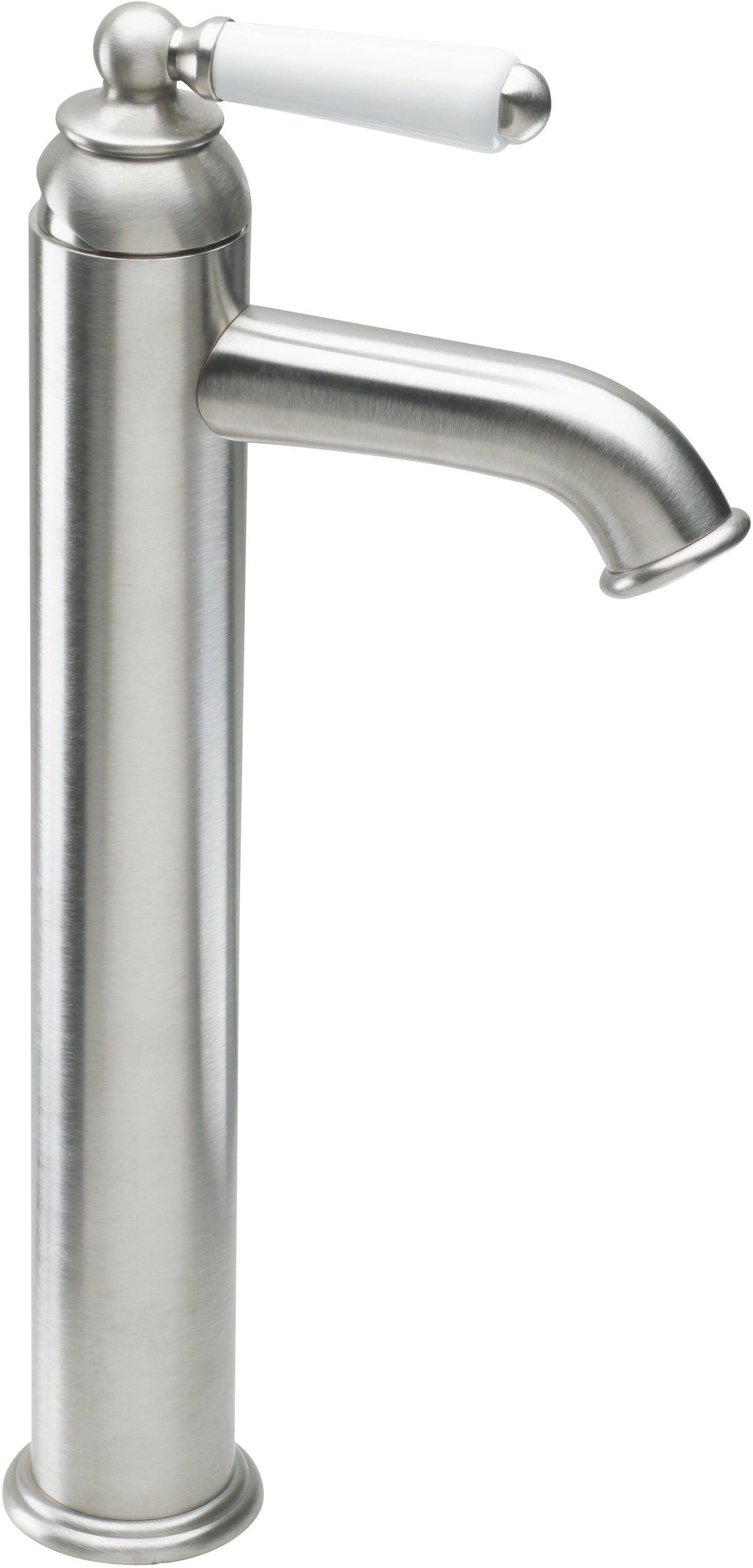 California Faucets Cardiff Llave de Lavabo de Un Solo Orificio - Palanca de Porcelana - Níquel Satinado