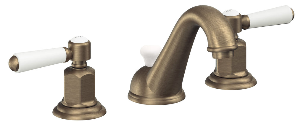 California Faucets Cardiff 8" Llave de Lavabo de 3 Orificios para Cubierta, con Dos Manerales - Latón Antiguo Mate