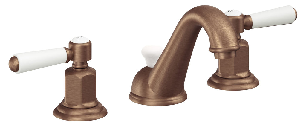 California Faucets Cardiff 8" Llave de Lavabo de 3 Orificios para Cubierta, con Dos Manerales - Cobre Antiguo Mate