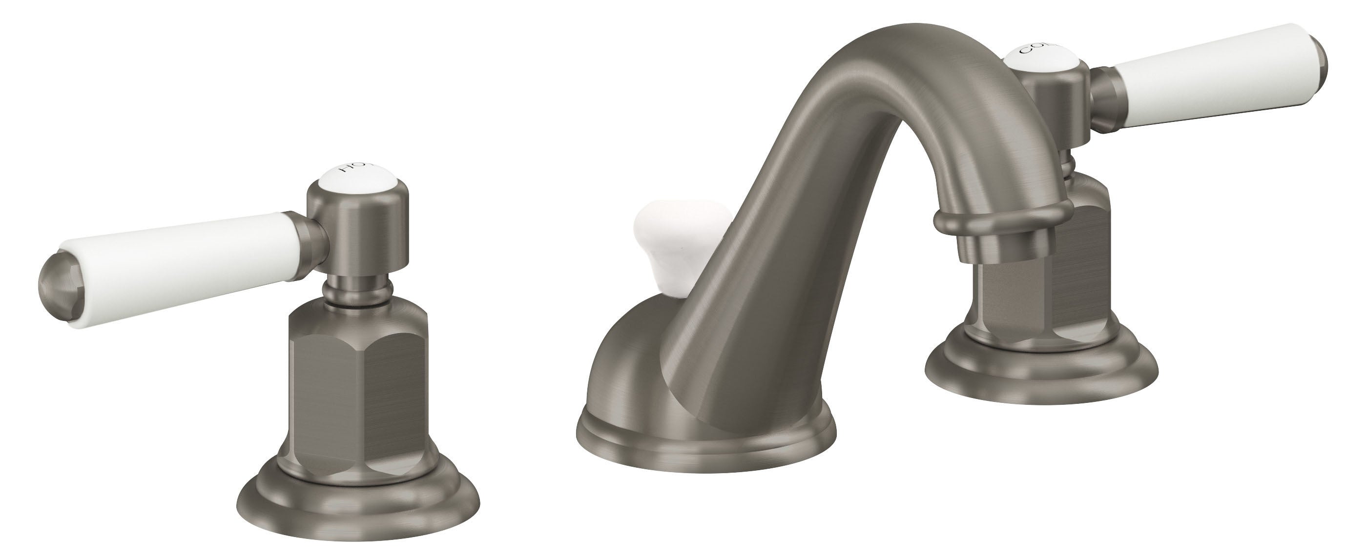 California Faucets Cardiff 8" Llave de Lavabo de 3 Orificios para Cubierta, con Dos Manerales - Grafito