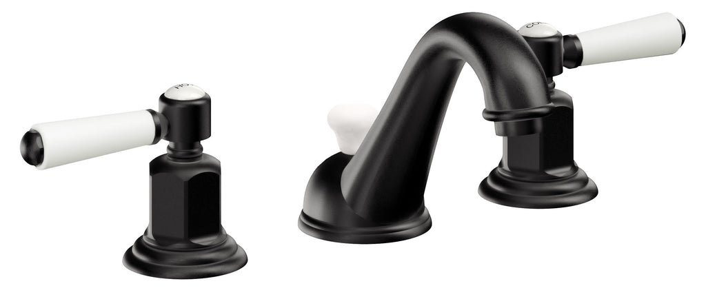 California Faucets Cardiff 8" Llave de Lavabo de 3 Orificios para Cubierta, con Dos Manerales - Negro Mate