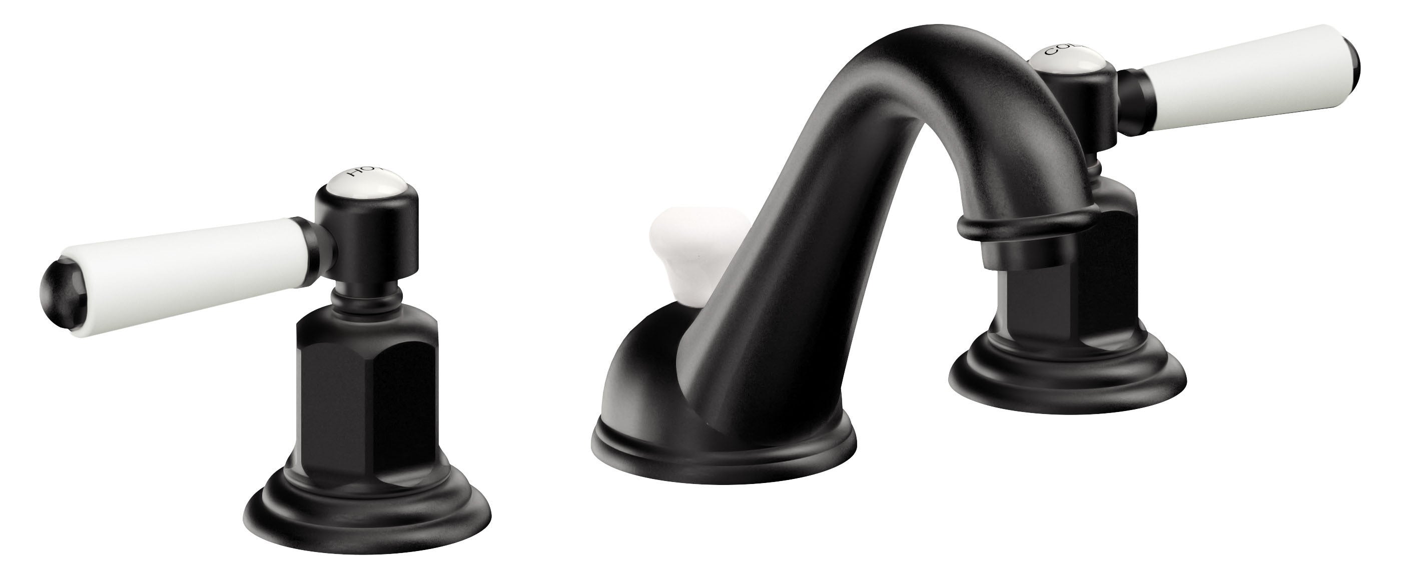 California Faucets Cardiff 8" Llave de Lavabo de 3 Orificios para Cubierta, con Dos Manerales - Negro Mate