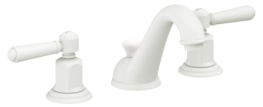 California Faucets Cardiff 8" Llave de Lavabo de 3 Orificios para Cubierta, con Dos Manerales - Blanco Mate