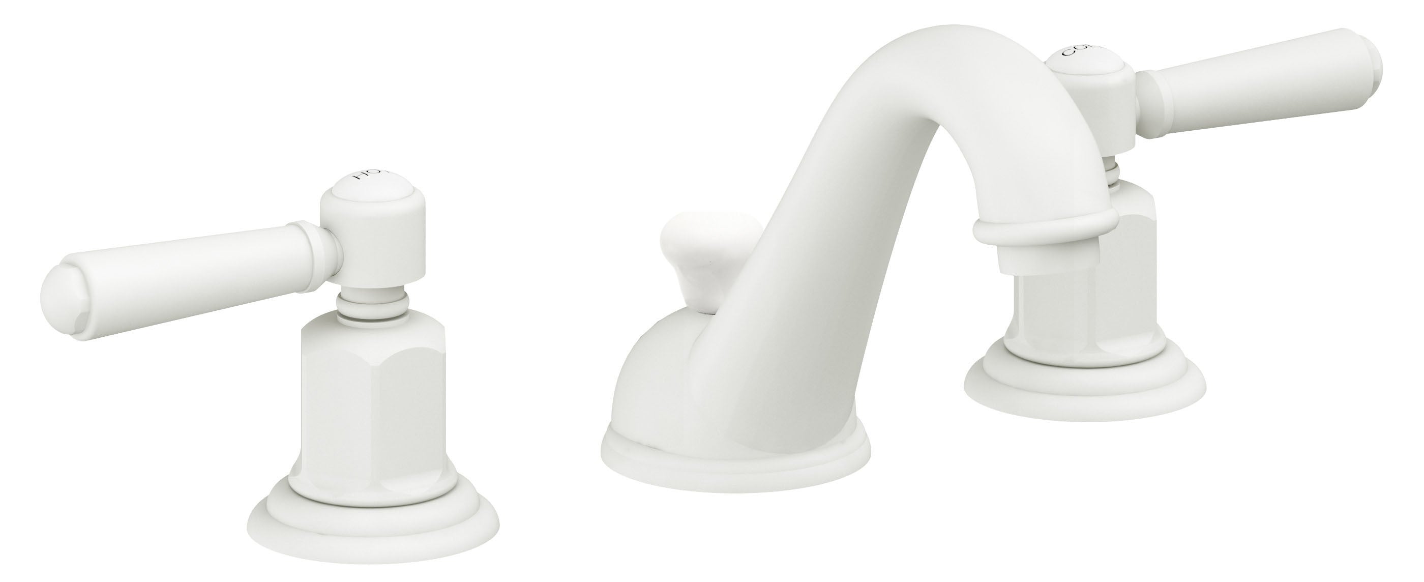 California Faucets Cardiff 8" Llave de Lavabo de 3 Orificios para Cubierta, con Dos Manerales - Blanco Mate
