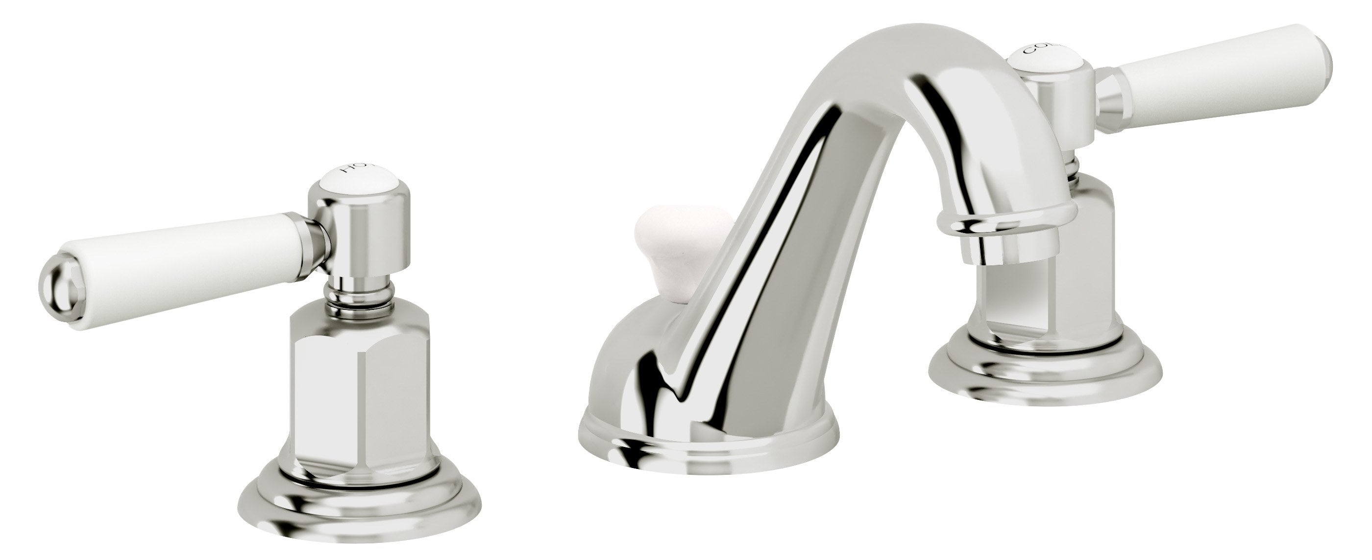 California Faucets Cardiff 8" Llave de Lavabo de 3 Orificios para Cubierta, con Dos Manerales - Cromo Pulido