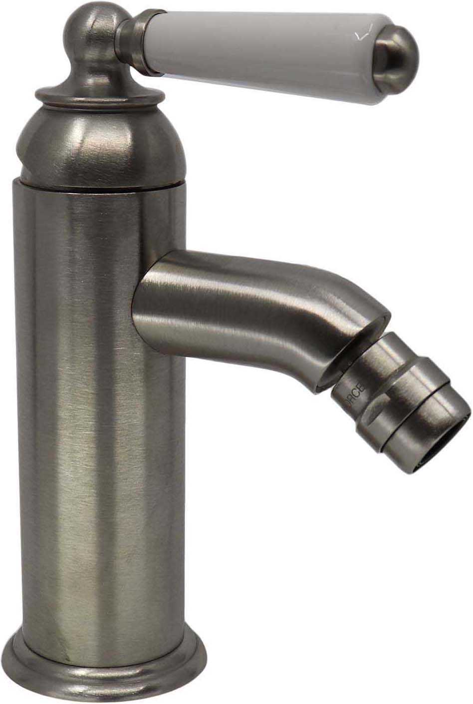 California Faucets Cardiff Llave de Bidé de Un Solo Orificio - Palanca de Porcelana - Níquel Satinado