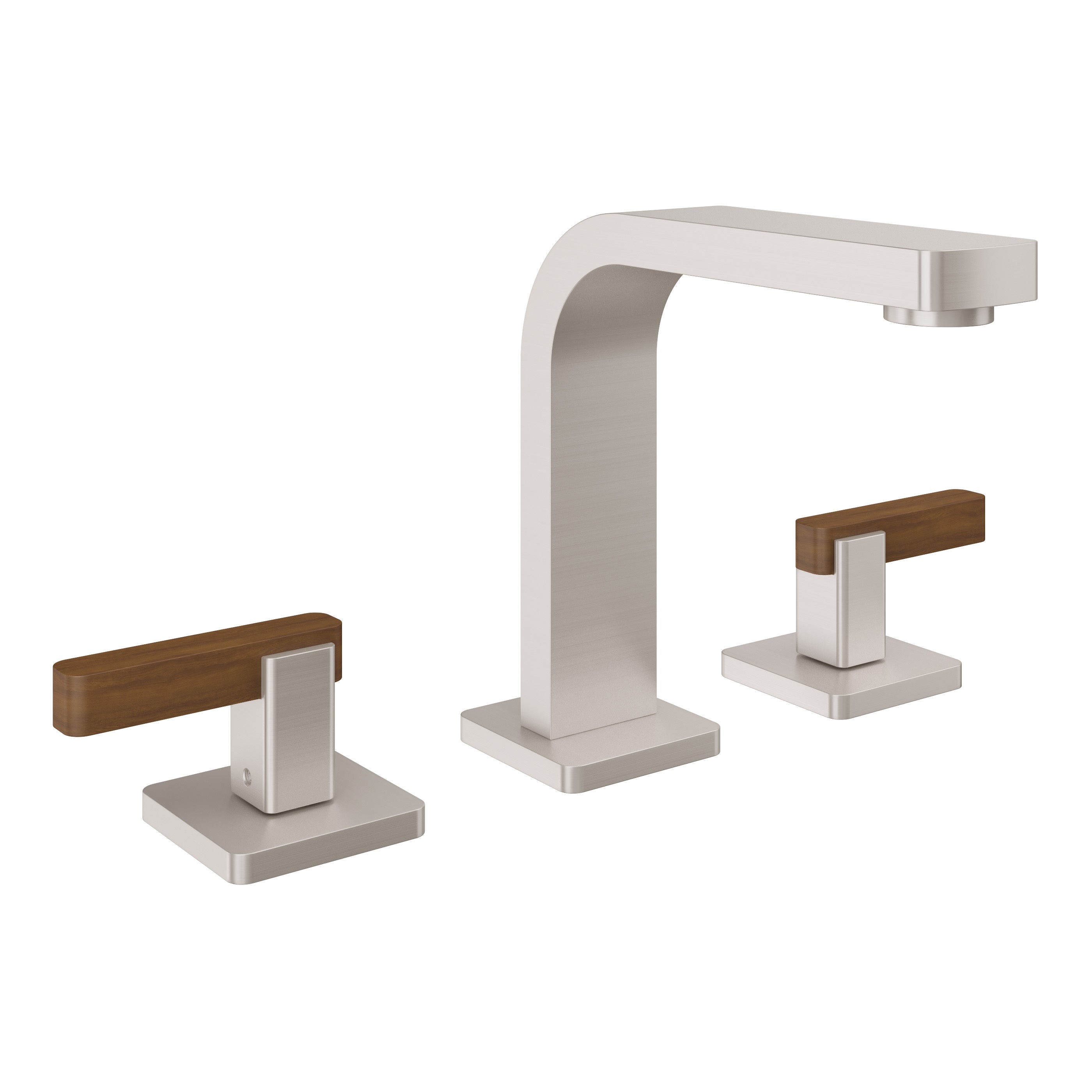 California Faucets San Elijo 8" Llave de Lavabo de 3 Orificios para Cubierta, con Dos Manerales - Base Cuadrada - Níquel Satinado