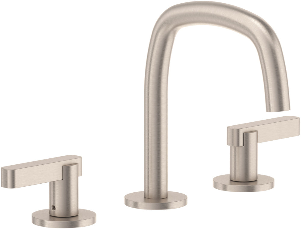 California Faucets San Elijo 8" Llave de Lavabo de 3 Orificios para Cubierta, con Dos Manerales - Base Redonda - Níquel Satinado