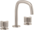 California Faucets San Elijo 8" Llave de Lavabo de 3 Orificios para Cubierta, con Dos Manerales - Base Redonda - Níquel Satinado