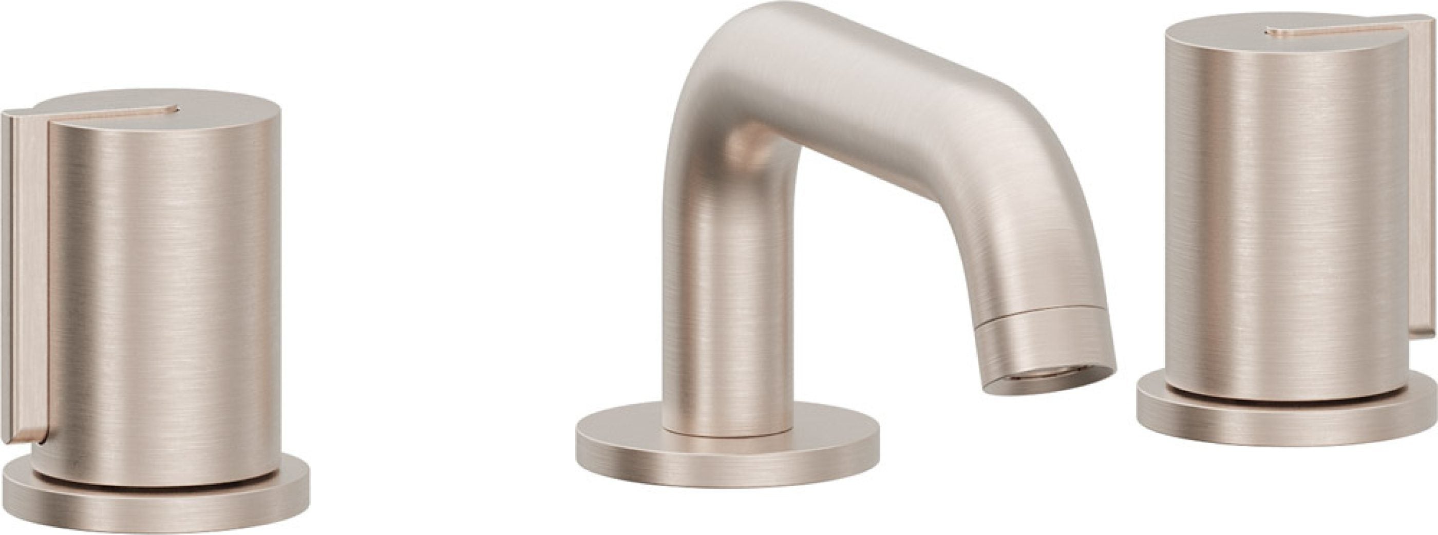 California Faucets Jalama Llave de Lavabo de 8" de 3 Orificios para Cubierta, con Dos Manerales - Pico Quad Bajo - Níquel Satinado
