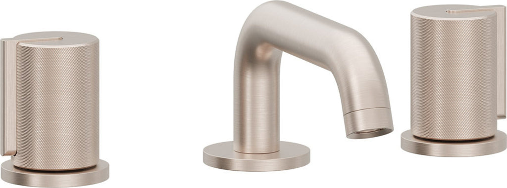 California Faucets Jalama Llave de Lavabo de 8" de 3 Orificios para Cubierta, con Dos Manerales - Pico Quad Bajo - Níquel Satinado