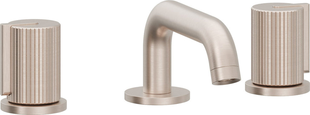 California Faucets Jalama Llave de Lavabo de 8" de 3 Orificios para Cubierta, con Dos Manerales - Pico Quad Bajo - Níquel Satinado