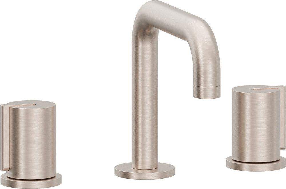 California Faucets Jalama Llave de Lavabo de 8" de 3 Orificios para Cubierta, con Dos Manerales - Pico Quad - Níquel Satinado
