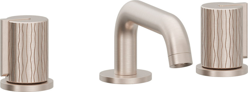 California Faucets Jalama Llave de Lavabo de 8" de 3 Orificios para Cubierta, con Dos Manerales - Pico Quad Bajo - Níquel Satinado