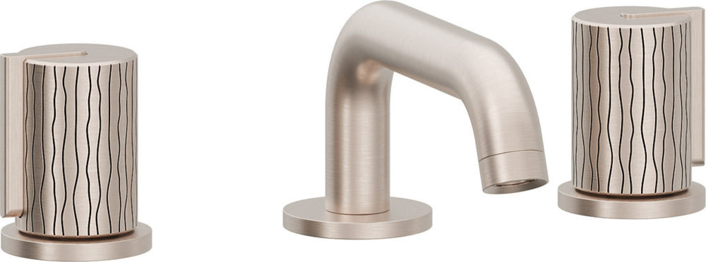 California Faucets Jalama Llave de Lavabo de 8" de 3 Orificios para Cubierta, con Dos Manerales - Pico Quad Bajo - Níquel Satinado