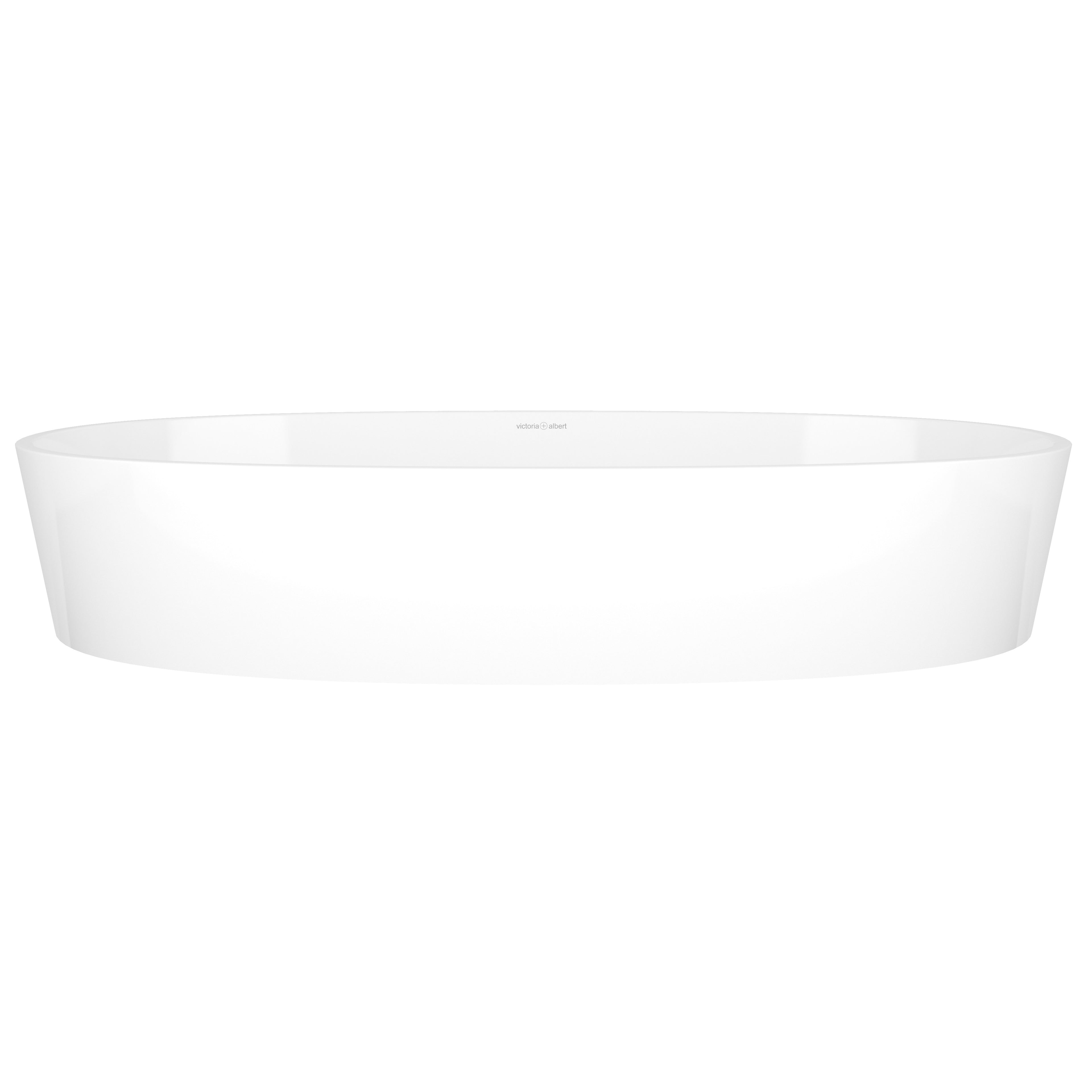 Lavabo IOS de Victoria + Albert en piedra volcánica blanca, vista en ángulo sobre fondo blanco (81 × 43 cm)