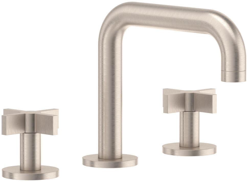 California Faucets Cayucos 8" Llave de Lavabo de 3 Orificios para Cubierta, con Dos Manerales - Níquel Satinado