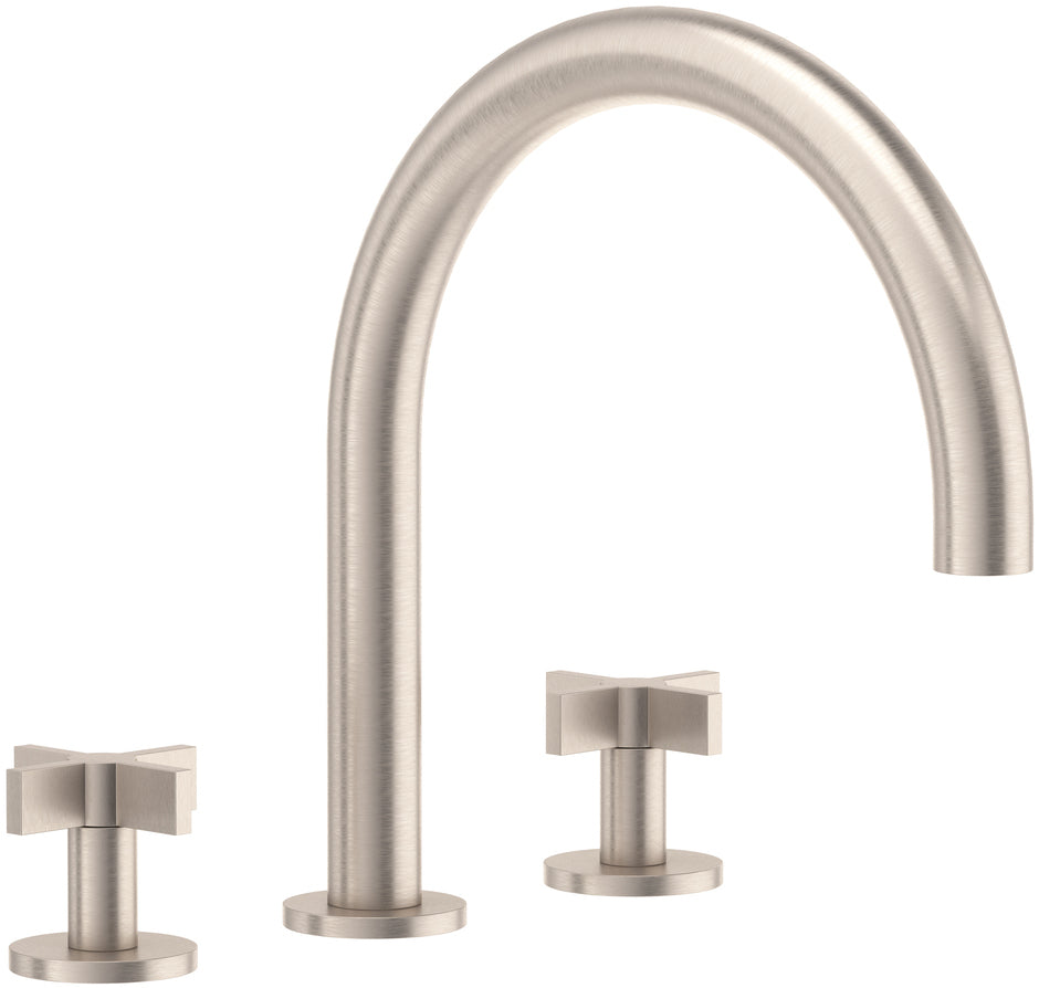 California Faucets Cayucos Juego Completo para Tina Romana - Pico en Arco - Níquel Satinado