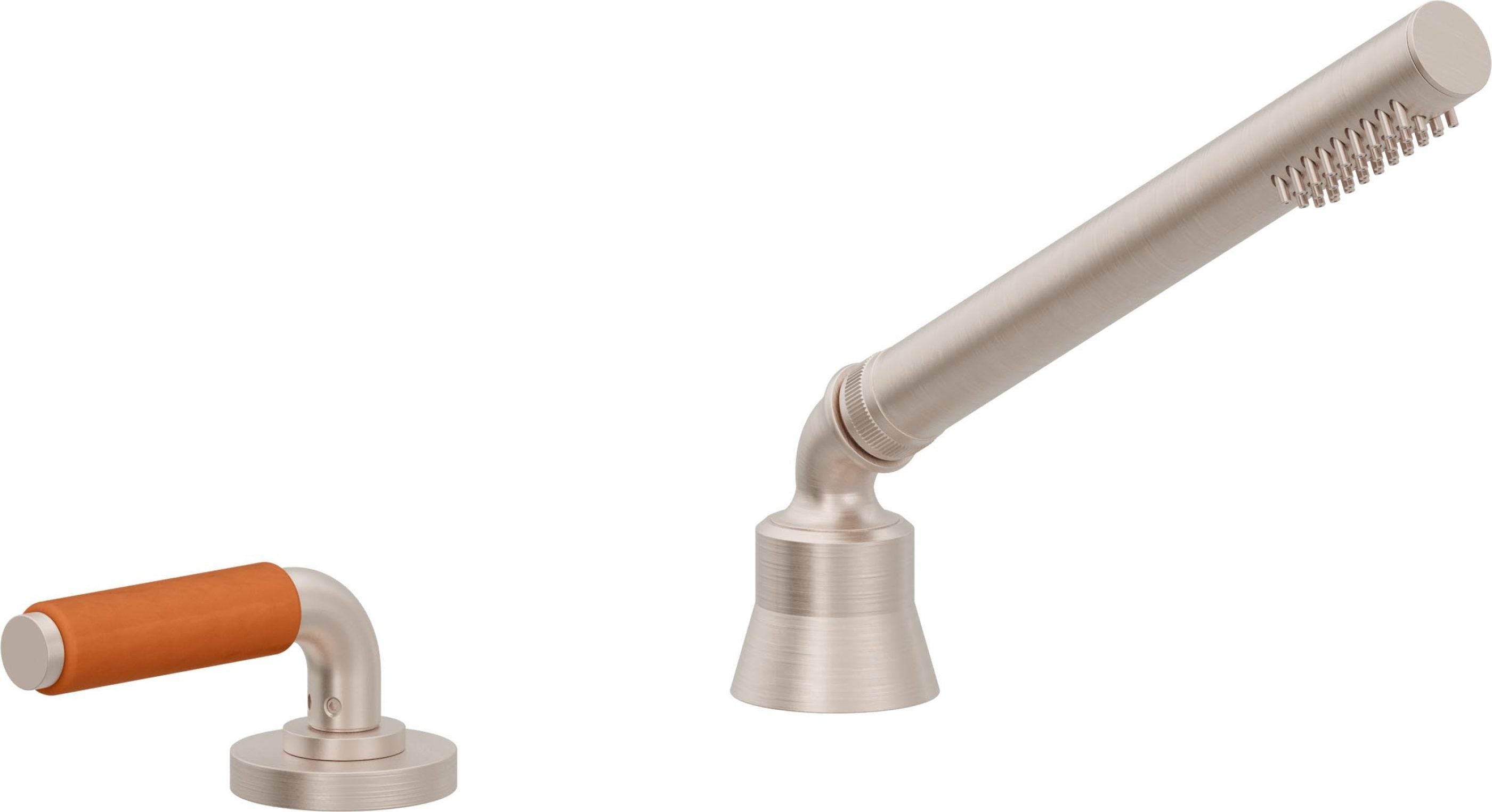 California Faucets Cayucos Regadera de Mano y Desviador Completo para Tina Romana - Níquel Satinado
