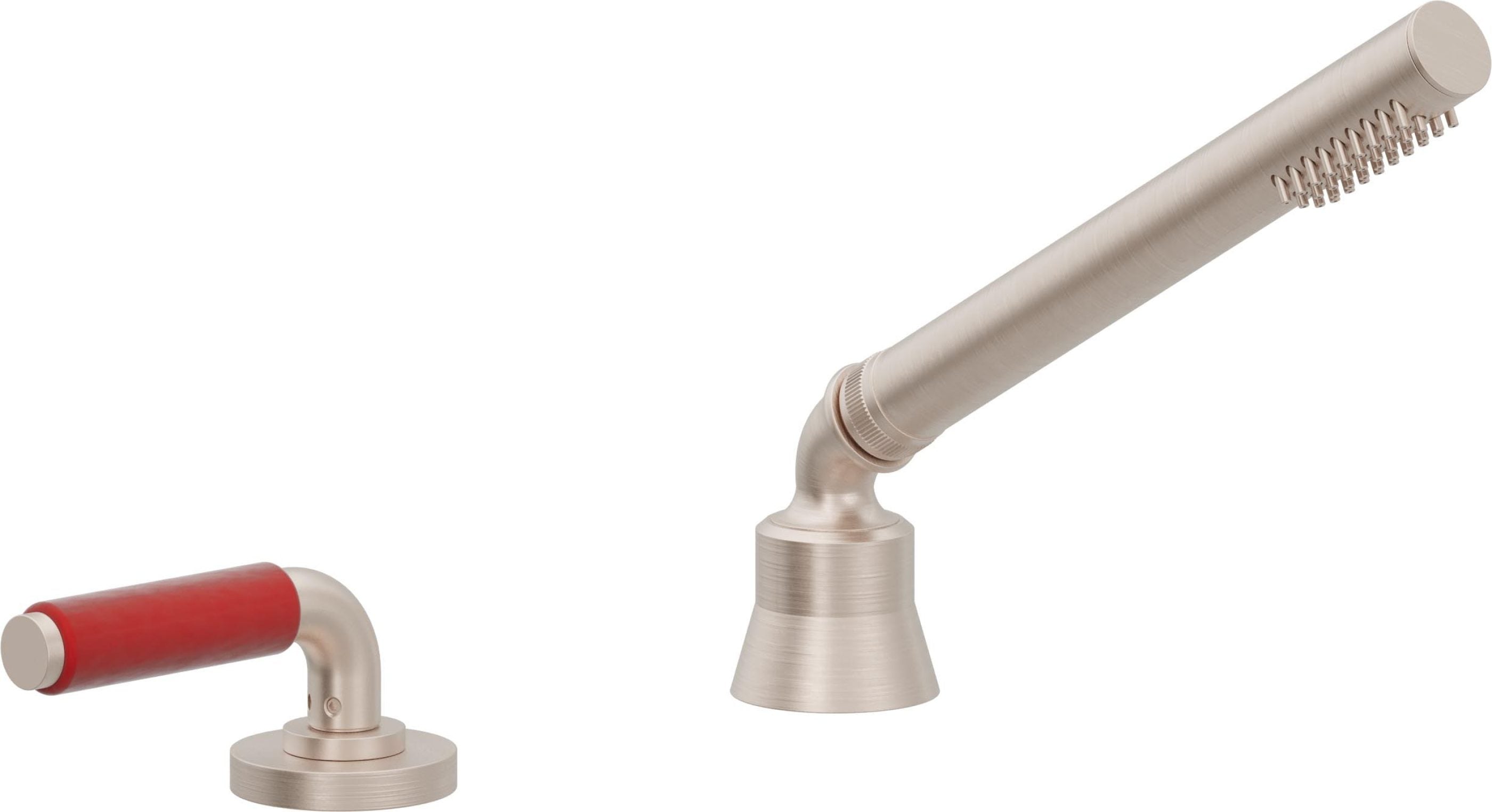 California Faucets Cayucos Regadera de Mano y Desviador Completo para Tina Romana - Níquel Satinado