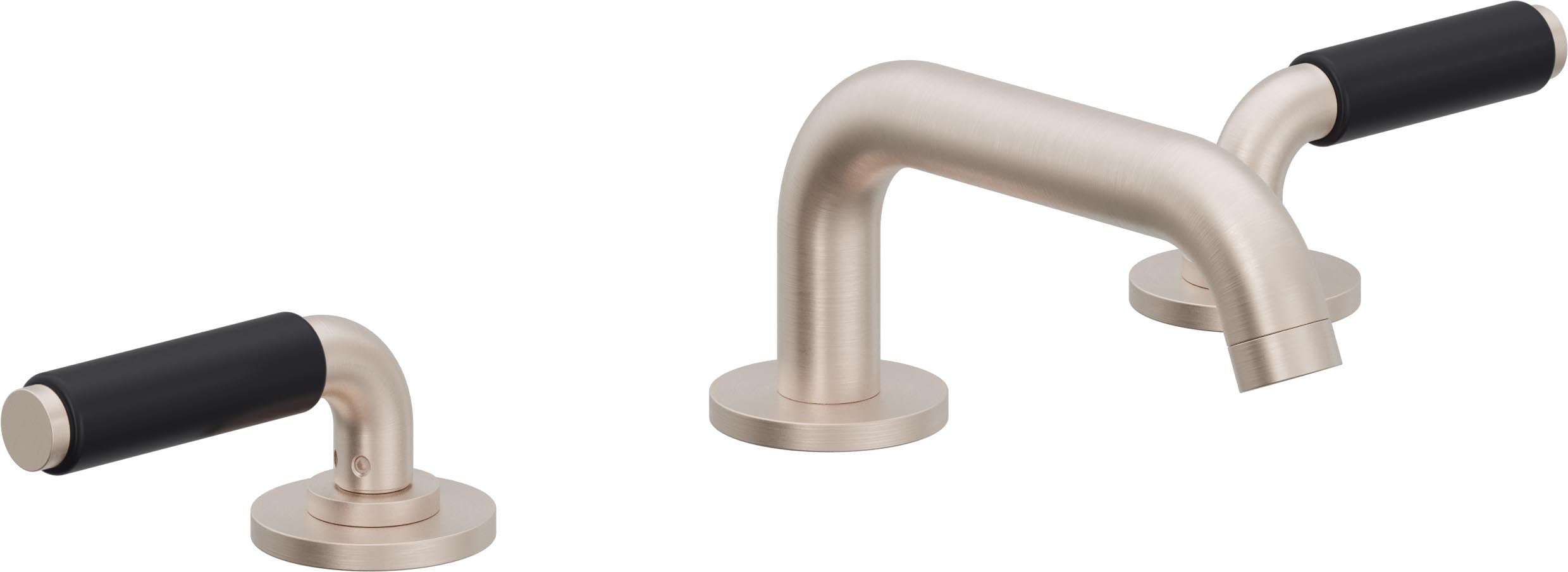 California Faucets Cayucos 8" Llave de Lavabo de 3 Orificios para Cubierta, con Dos Manerales - Pico Bajo Cuadrado - Níquel Satinado