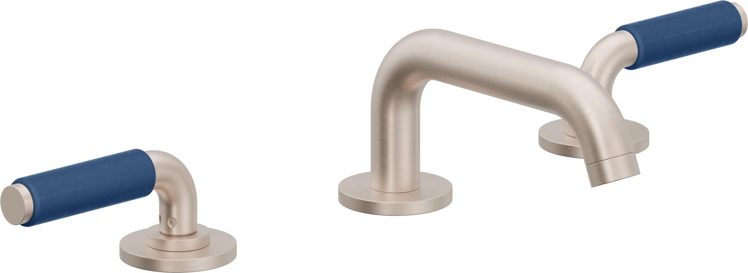 California Faucets Cayucos 8" Llave de Lavabo de 3 Orificios para Cubierta, con Dos Manerales - Pico Bajo Cuadrado - Níquel Satinado