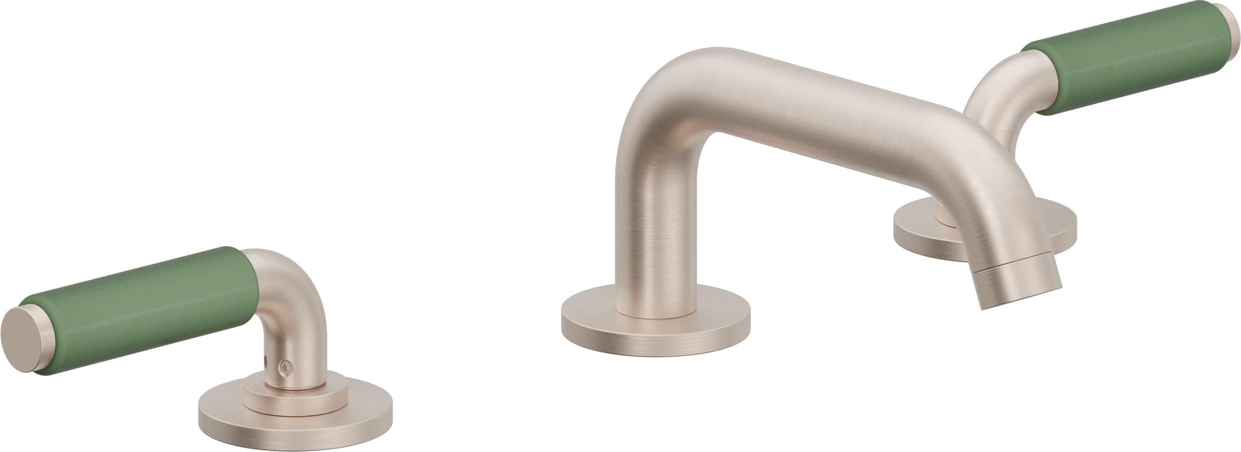 California Faucets Cayucos 8" Llave de Lavabo de 3 Orificios para Cubierta, con Dos Manerales - Pico Bajo Cuadrado - Níquel Satinado