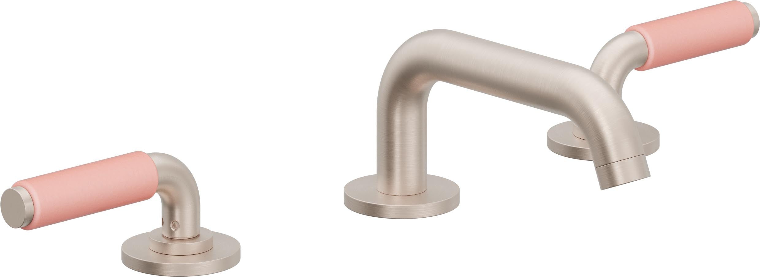 California Faucets Cayucos 8" Llave de Lavabo de 3 Orificios para Cubierta, con Dos Manerales - Pico Bajo Cuadrado - Níquel Satinado