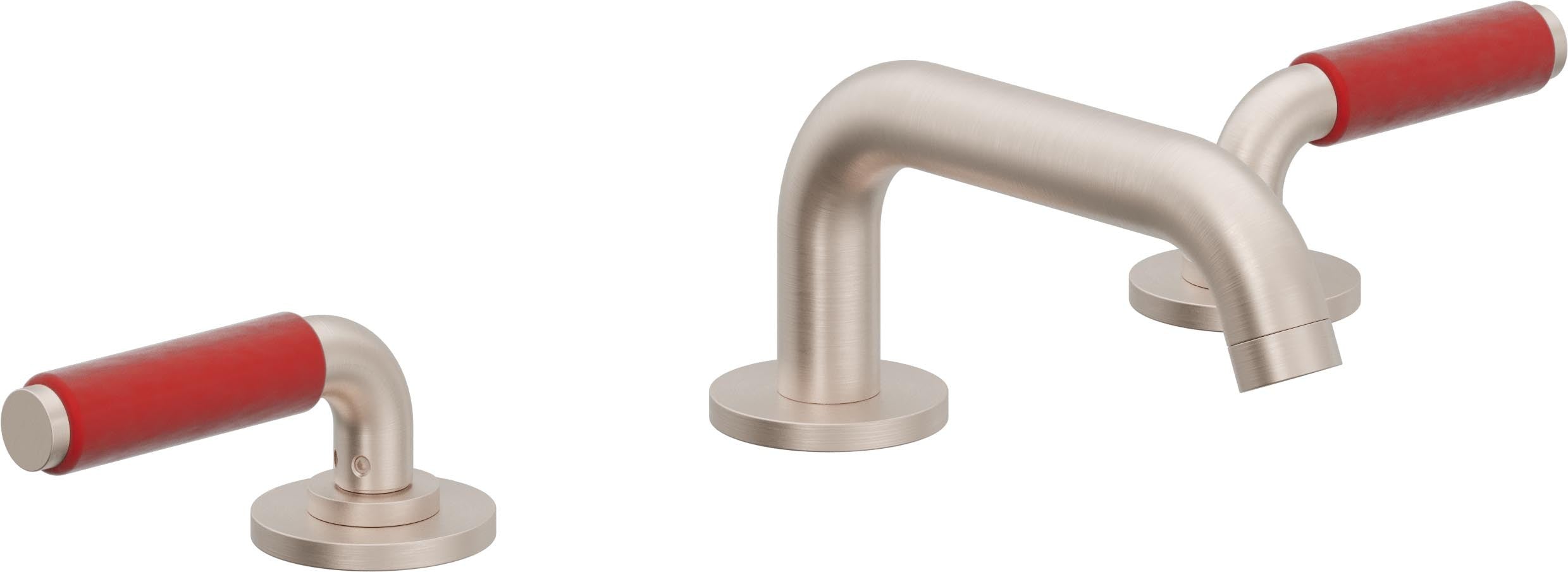 California Faucets Cayucos 8" Llave de Lavabo de 3 Orificios para Cubierta, con Dos Manerales - Pico Bajo Cuadrado - Níquel Satinado